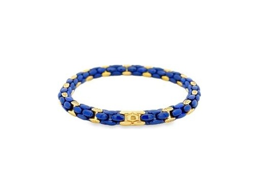 Blue Stretch Bracelet with 18K Yellow Gold Accents